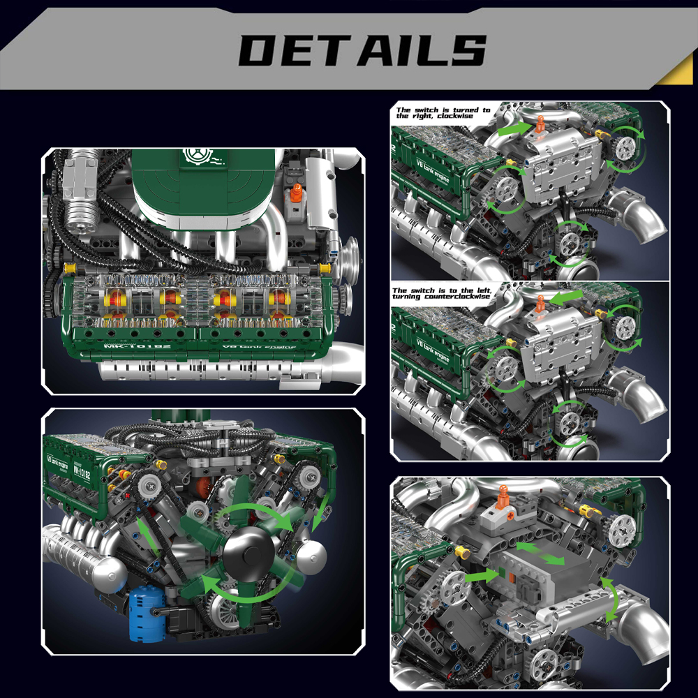 Mould King 10182 V8 Tank Engin - Model Kit V8 Engine のレビューと価格