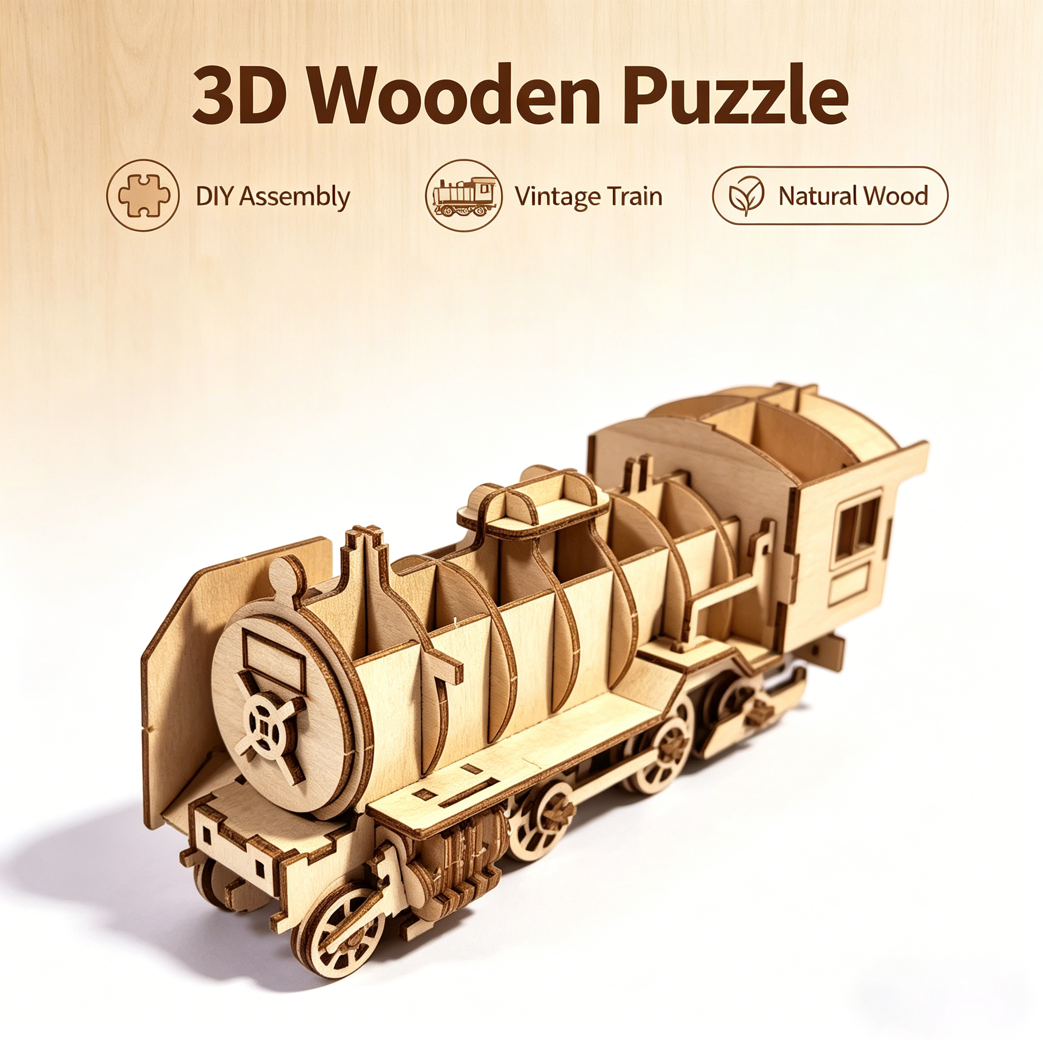 3D Wooden Locomotive Puzzle Mo - Model Kit Locomotive のレビューと価格