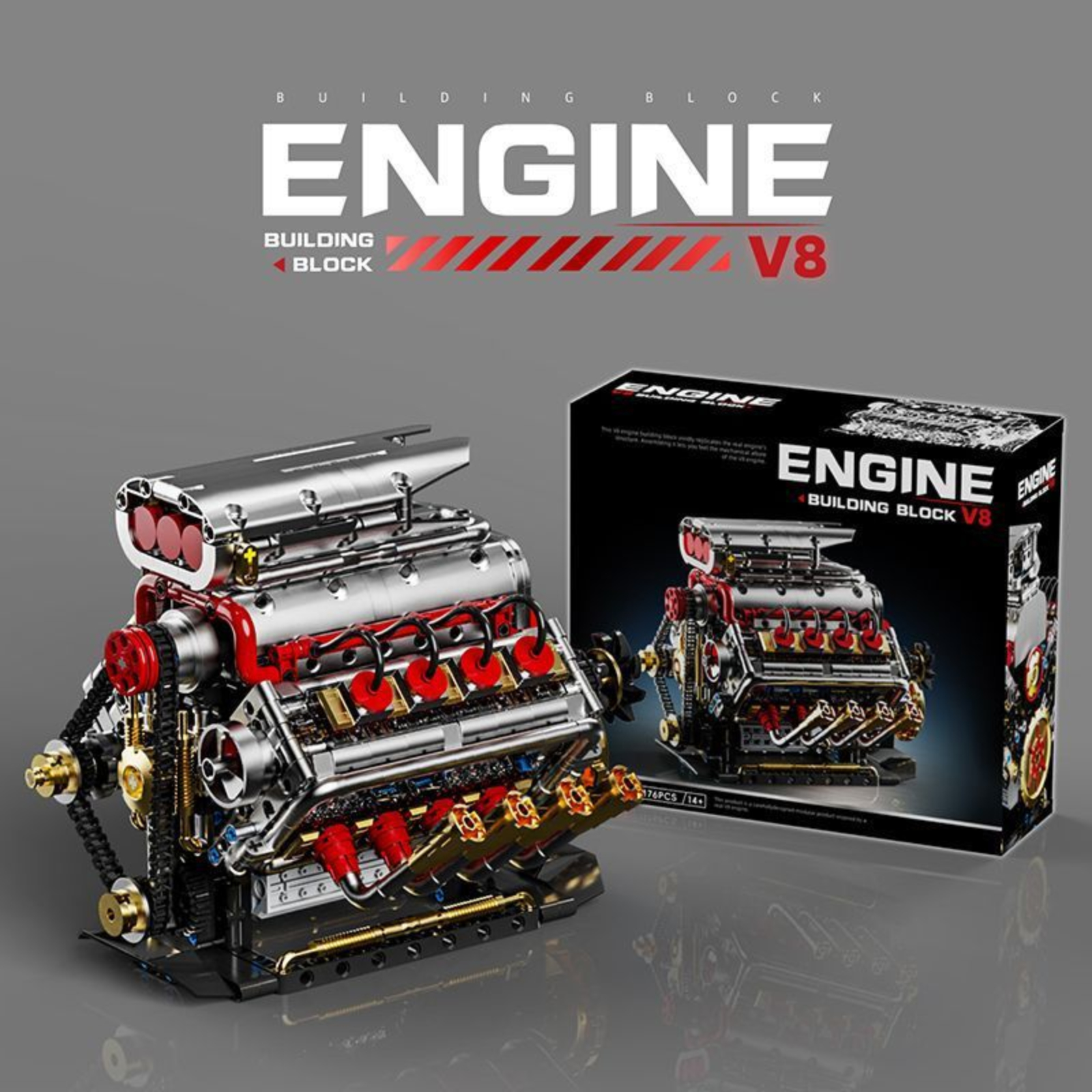 1167pcs Mechanical V8 Engine M - Model Kit V8 Engine のレビューと価格