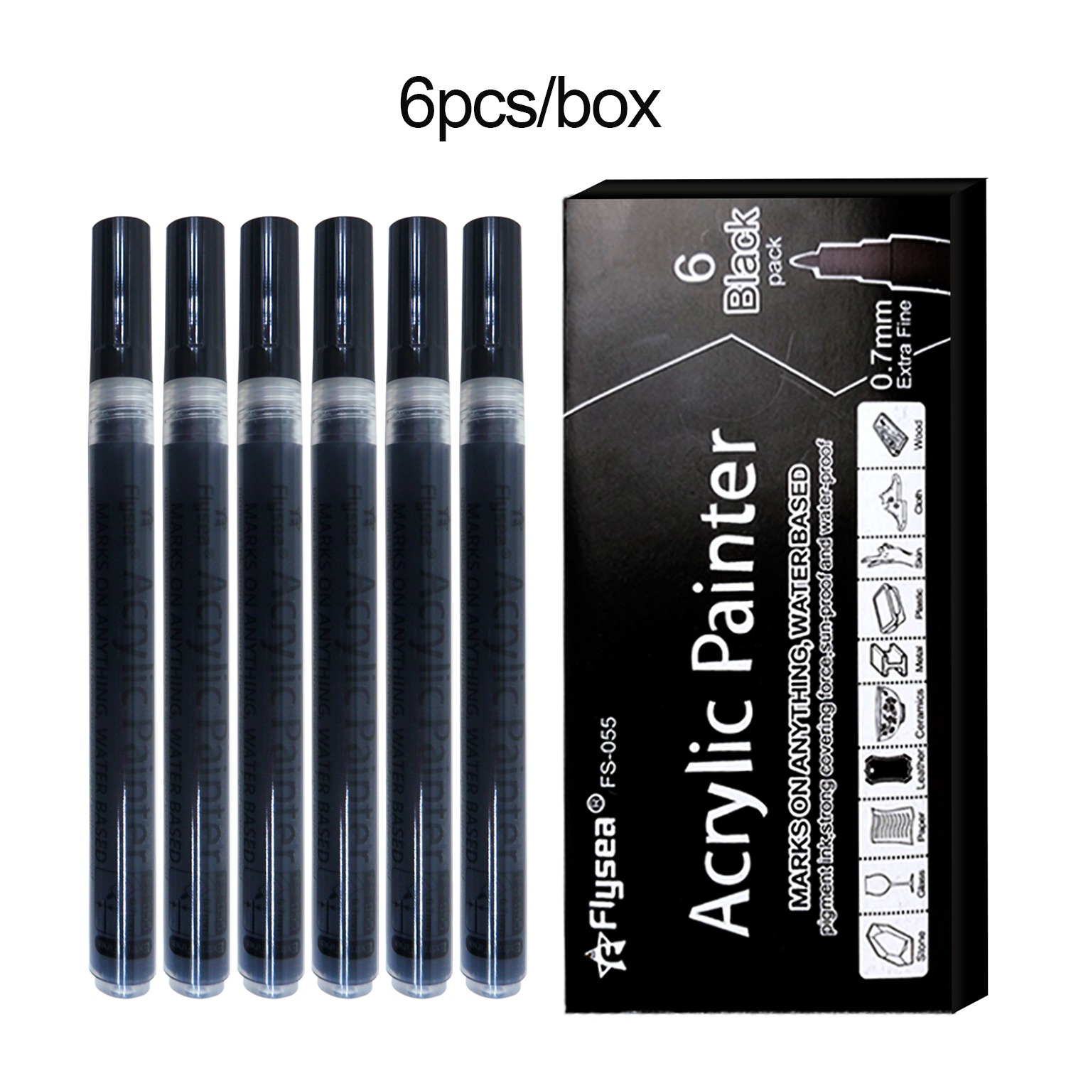 6Pcs/set Black Acrylic Paint P - Model Kit Markers のレビューと価格
