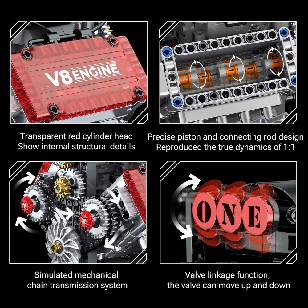 478PCS Creative V8 Engine Mode - Model Kit V8 Engine のレビューと価格