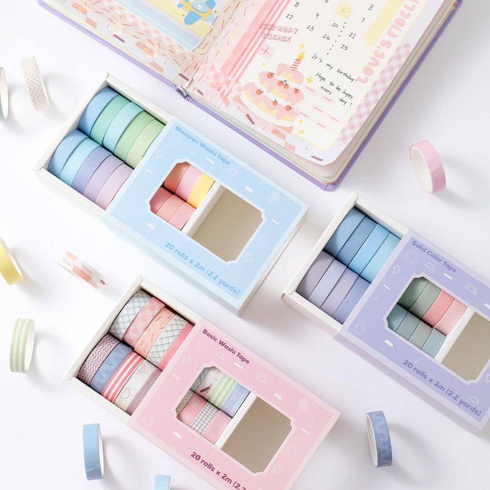 20 Rolls Colorful Slim Washi T - Masking Tape Thin のレビューと価格