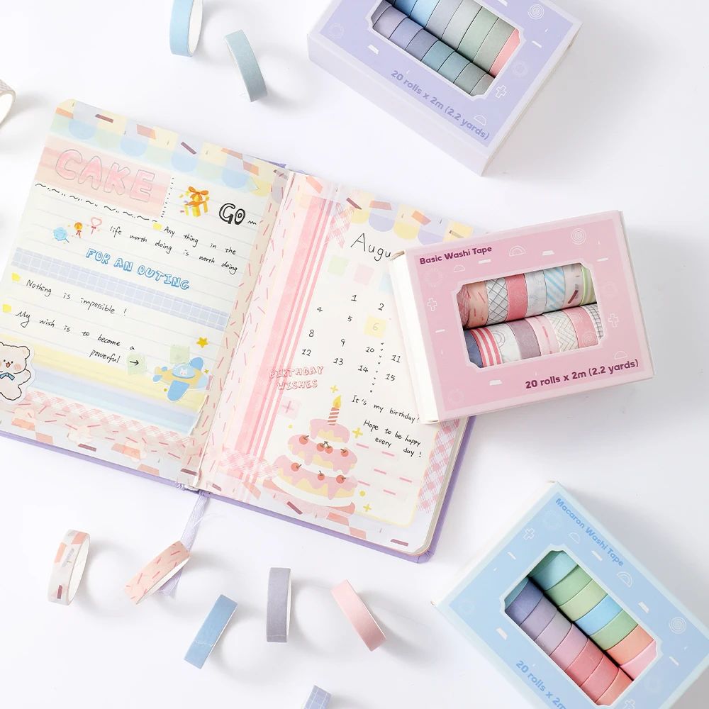 20 Rolls Colorful Slim Washi T - Masking Tape Thin のレビューと価格