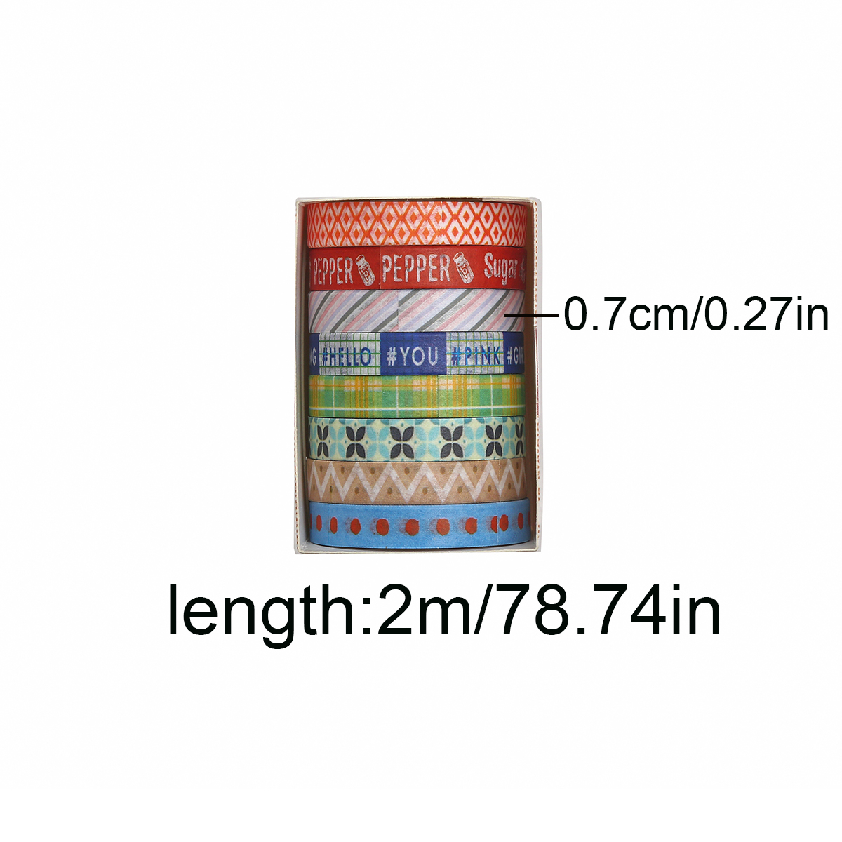 8 Rolls Retro Patterned Washi  - Masking Tape Thin のレビューと価格