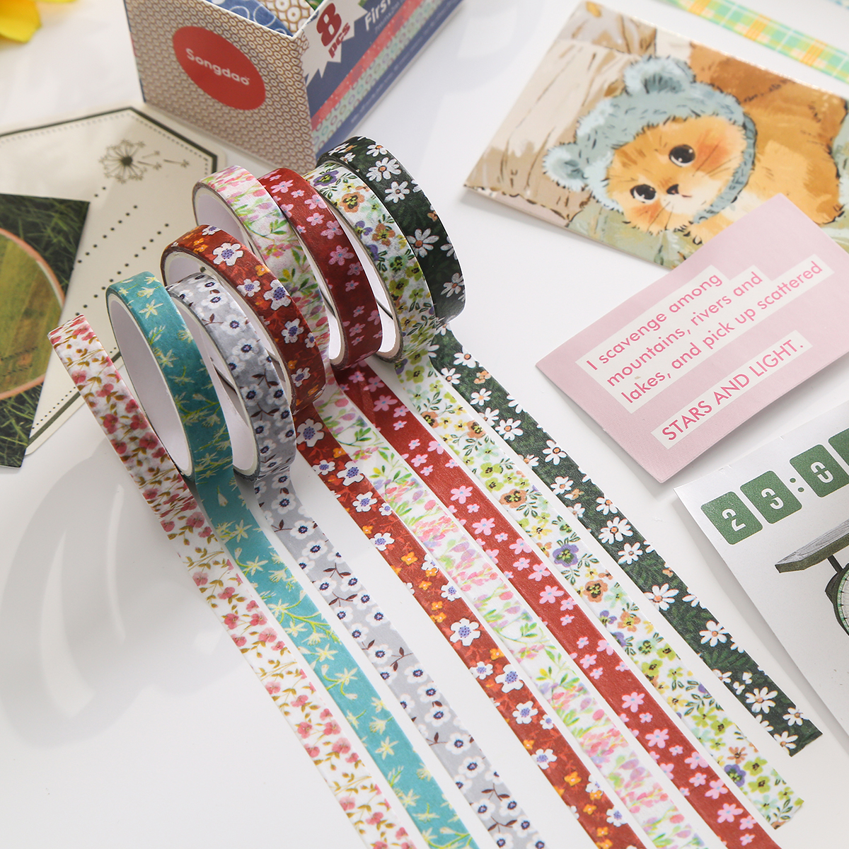 8 Rolls Retro Patterned Washi  - Masking Tape Thin のレビューと価格