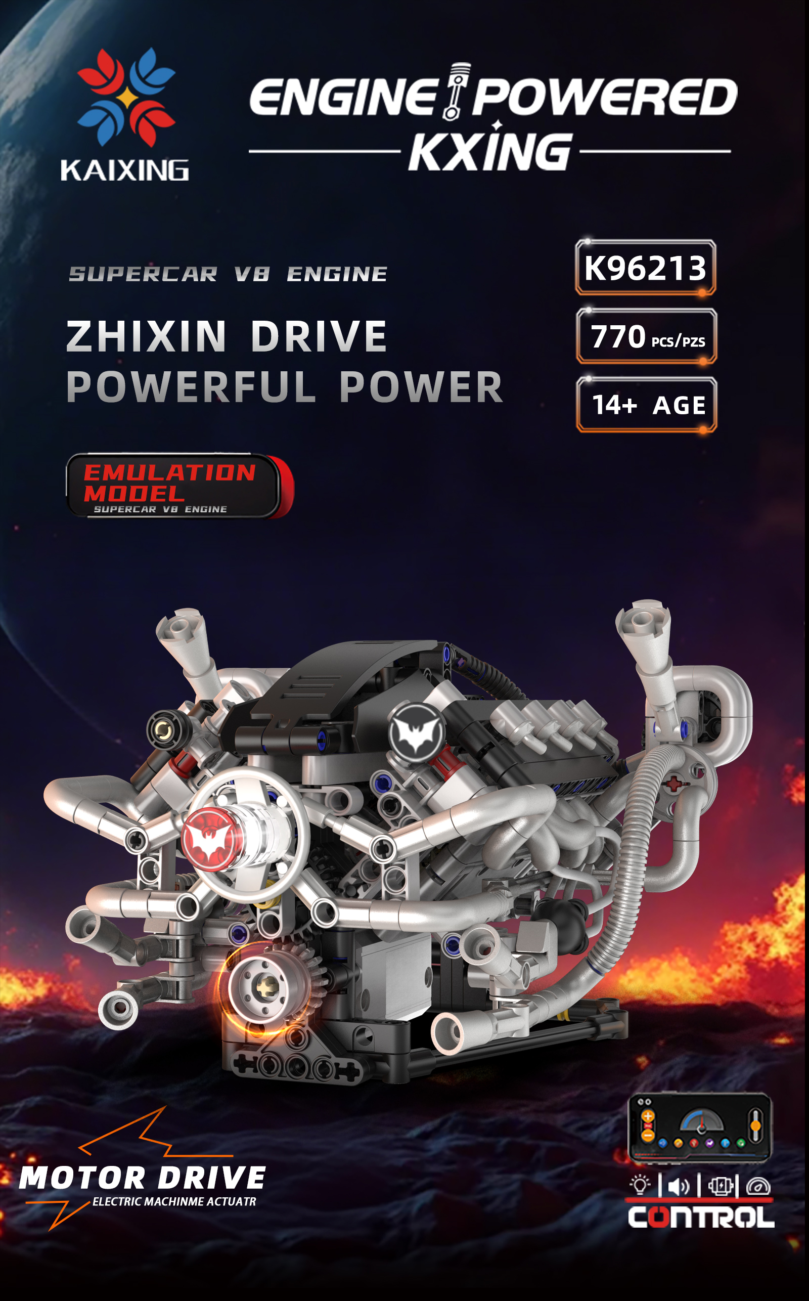 K96213 770pcs V8 Engine Model  - Model Kit V8 Engine のレビューと価格