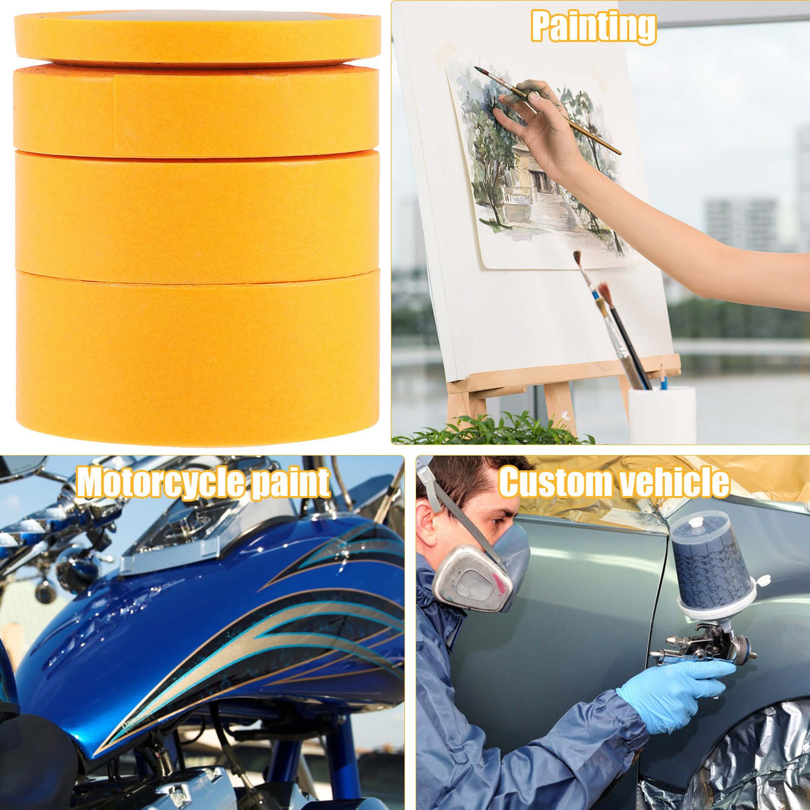 4 Rolls Automotive Masking Tap - Masking Tape Thin のレビューと価格