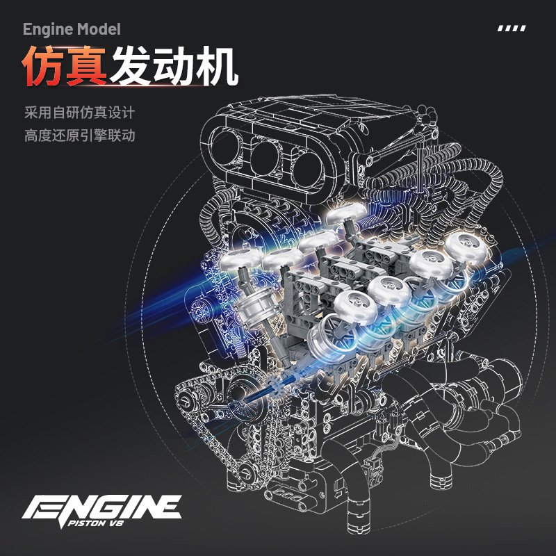 Y15001 Supercar V8 engine Mode - Model Kit V8 Engine のレビューと価格